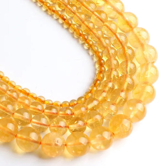 1pcs Natural Citrines Yellow Crystal Quzrtz Round Beads for Jewelry Making 15'' Strand DIY Bracelet 4mm 6mm 8mm 10mm