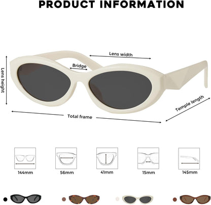 Oval Cat Eye Sunglasses for Women Retro Y2K Style MS52372
