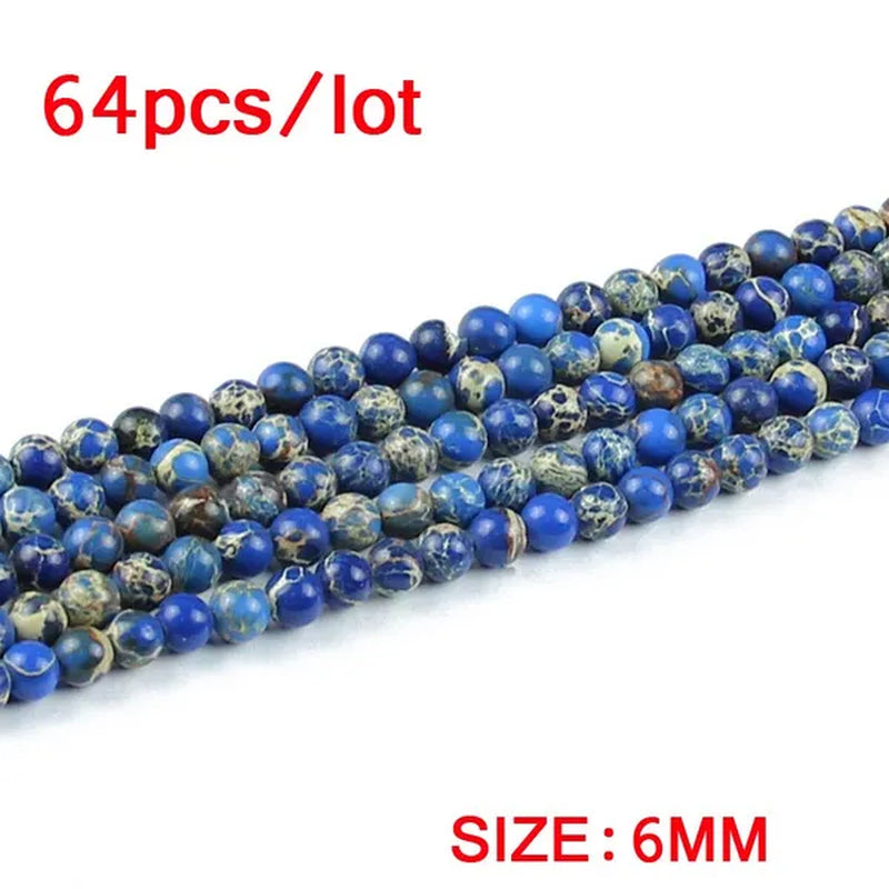 Sapphire Blue Imperial Pine Turquoise Beads Natural Stone Top Quality Loose Beads 4/6/8/10/12MM Jewelry Bracelet Accessories DIY