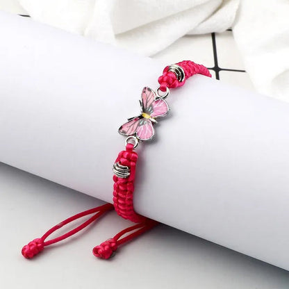2022 Hot Adjustable Braided String Bracelet For Women Grey Butterfly Pendant Handmade Charm Bangles Fashion Girl Jewelry