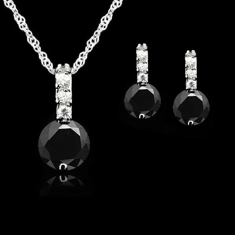 Women Beauty Jewelry Set 925 Sterling Silver Cubic Zircon Pendant  Necklace/Earring Women Wedding Sets