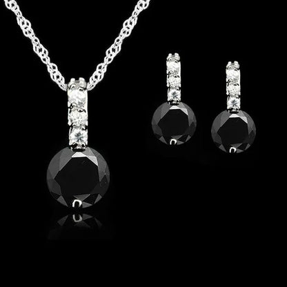 Women Beauty Jewelry Set 925 Sterling Silver Cubic Zircon Pendant  Necklace/Earring Women Wedding Sets
