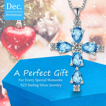 Cross Necklace for Women,925 Sterling Silver Jesus Christian Religious Birthstone Jewelry