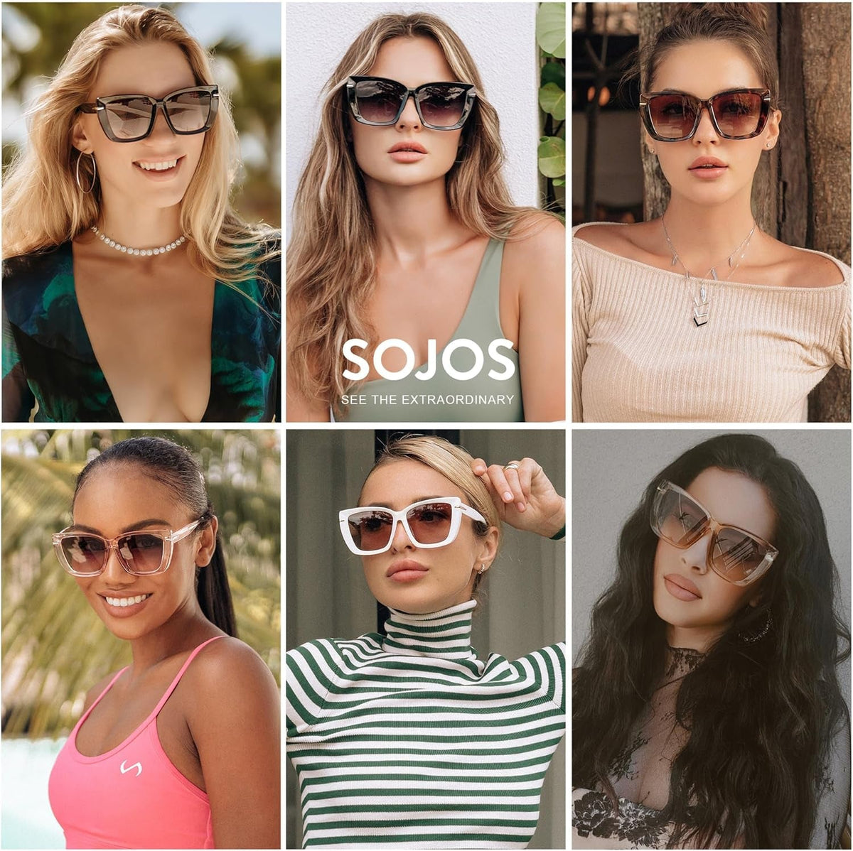 Trendy Large Oversized Cat Eye Sunglasses for Women 70S UV400 Designer Shades SJ2231