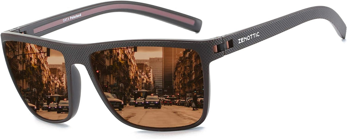 Polarized Sunglasses for Men Lightweight TR90 Frame UV400 Protection Square Sun Glasses