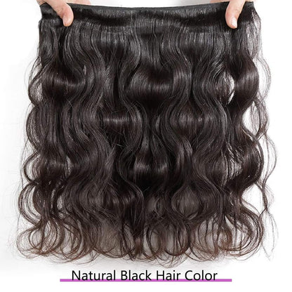 Body Wave Bundles 10A 1 Bundles Human Hair 100% Unprocessed Brazilian Virgin Raw Hair Bundles Extensions Double Weft Curly Weave Bundles Human Hair Natural Color Deals Full and Thick 14 Inch