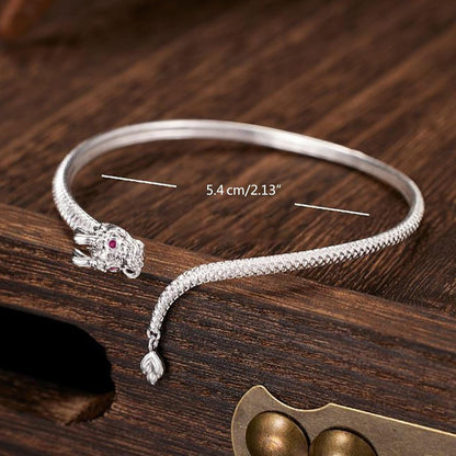 Chinese Dragon Bangle Bracelet Jewelry Vintage Chinese Style Dragon Bangle Bracelet Retro Hand Jewelry for Daily Wear, as the Pic Show, Gold