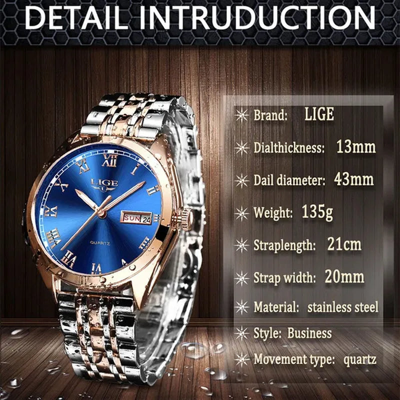 2019 LIGE New Rose Gold Women Watch Business Quartz Watch  Luxury Female Wrist Watch Girl Clock