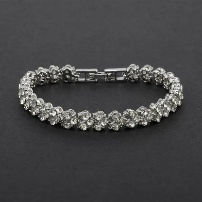 Hip Hop Bling Iced Out Cubic Zirconia Charm Bracelet  Gold Silver Tennis Chain Bracelets Women 3 Row Link Chain Jewelry