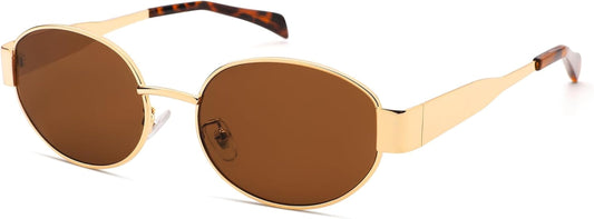 Retro Oval Sunglasses for Women Men - Fashion Sun Glasses - Rectangle Metal Frame Shades
