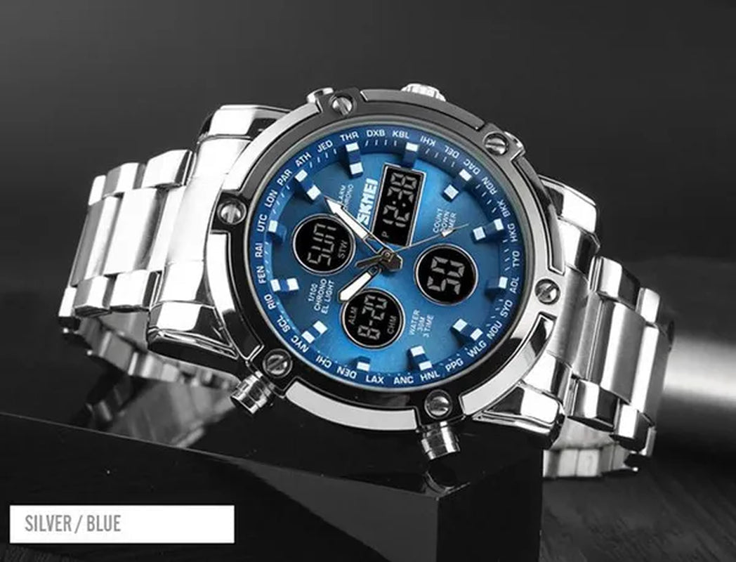 Mens SKMEI Watches Top Luxury Brand Sport Countdown Stainless Steel Strap Wrist watch