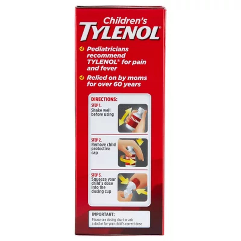 Children'S Tylenol Oral Suspension, Cherry, 4 Oz., 3 Pk.