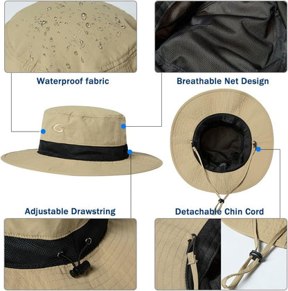 Oversized XL XXL Men'S UV 50 Waterproof Packable Mesh Sun Hat Bucket Bonnie Beach Hiking Fishing
