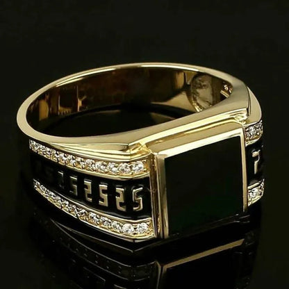 Luxury Men's Fashion  Groom Wedding Engagement Jewelry Boyfriend Father's Day Birthday Gift Noble Gentleman Anniversary Party Ring Brand Jewelry US Size 5-14