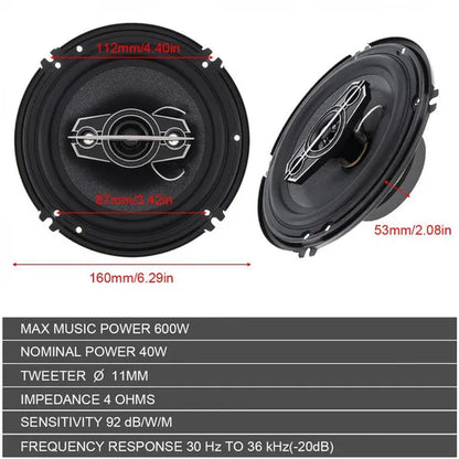 2Pcs 6 Inch 600W 4 Way Car Coaxial Speakers Music Stereo Full Range Frequency Hifi Speakers Non Destructive Installation