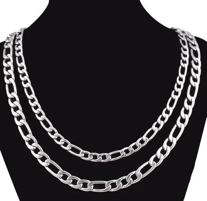 Wholesale High Quality 925 Sterling Silver Fashion Jewelry 2MM/4MM/6MM/8MM Women Men 925 Solid Silver Figaro Chain Necklace 16/18/20/22/24/26/28/30 inches