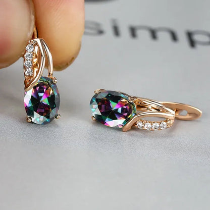 Stylish Oval Cut Aquamarine Emerald Sapphire Garnet Gemstone Hook Earrings 14K Gold Filled Multicolor Birthstone Diamond Bride Wedding Jewelry Gifts