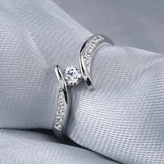 Women Everydaywear ClassicStyle 925 Sterling Silver Diamond Ring