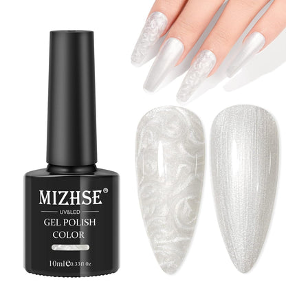 Pearl White Gel Nail Polish Mermaid Shimmer Glitter Drawing Gel Polish Shell Thread UV LED Nail Gel Polish For Home DIY Nail Salon