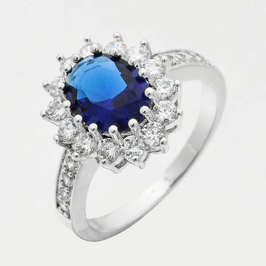 Pretty 14k White Gold Natural 3.26ct Sapphire Wedding Engagement Ring Size6-11