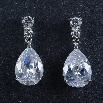 Women's Teardrop Clear CZ Drop/Dangle Natural Gemstone Morganite Stud Drop Dangle Earrings 925 Sterling Silver Wedding Jewelry/Aquamarine/Topaz/Amethyst/RubyEmerald/Sapphire/Black&White Pink Gemstone