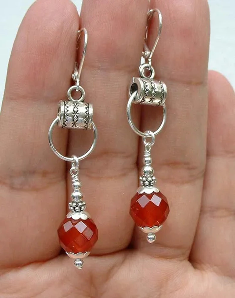Red Carnelian Sterling Silver Earrings