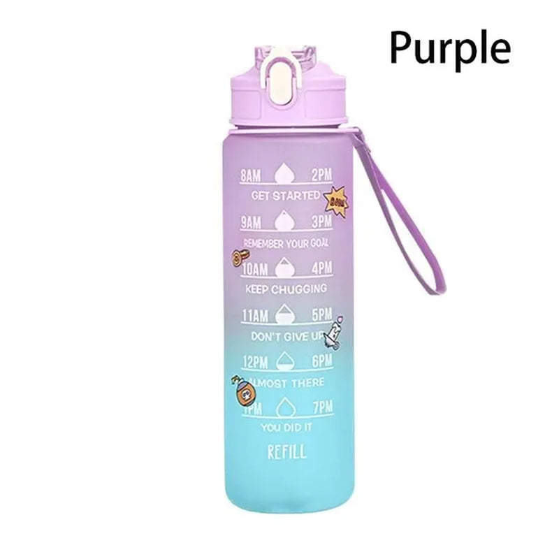 Water Bottle With Time Marker & Straw, 900ML/2000ML Large Capacity Motivational Leakproof Plastic Water Jug For Fitness Gym School Outdoor Travel Work Camping Hiking Hunting Fishing To Ensure You Drink Enough Water Daily