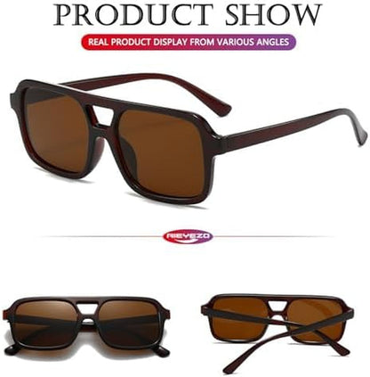 Retro Square Sunglasses for Women Men Trendy Rectangle Aviator Sun Glasses Vintage 70S Shades