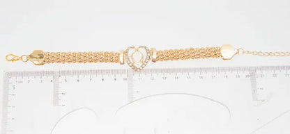 Dubai Gold Plated Heart Shape Necklace Set Fashion Crystal Wedding Bridal Costume Jewelry Ses