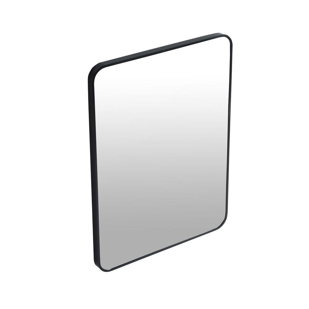 24 In. W X 32 In. H Rectangular Metal Framed Wall Bathroom Vanity Mirror in Matte Black