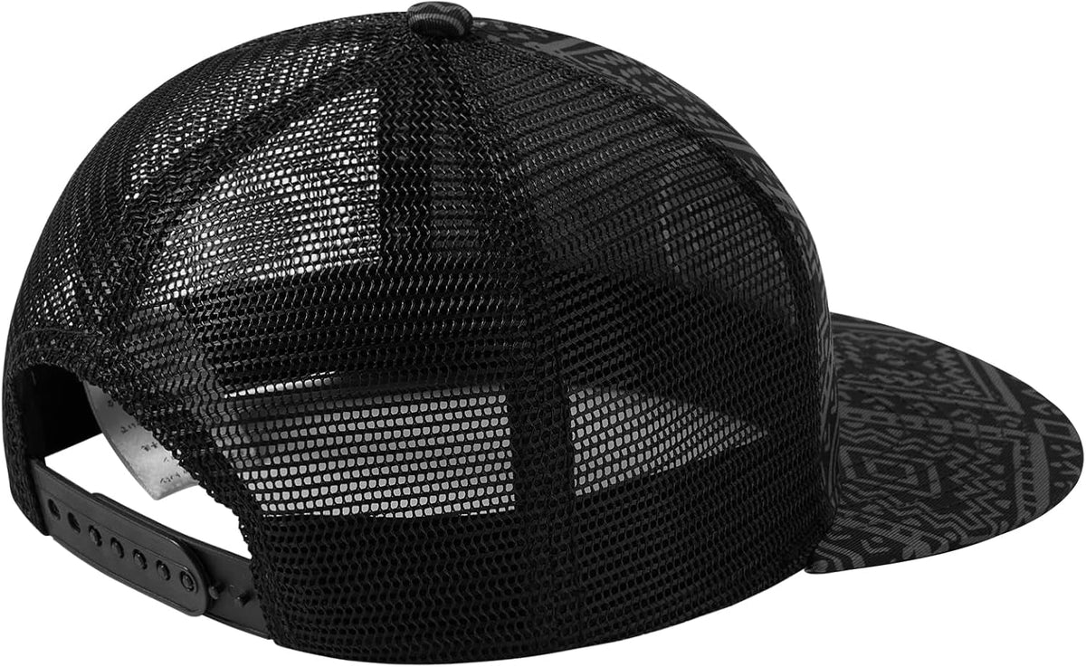 Flat Brim Trucker Cap Adjustable Snapback Hat Mesh Back for Men Women