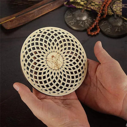 1 PC Making Sacred Geometry Ornament Laser Cut Handmade Coasters Wood Wall Art Home Decor Wooden Wall Sign Flower Of Life Energy Mat Flower of Life Shape Slice Wood Base
