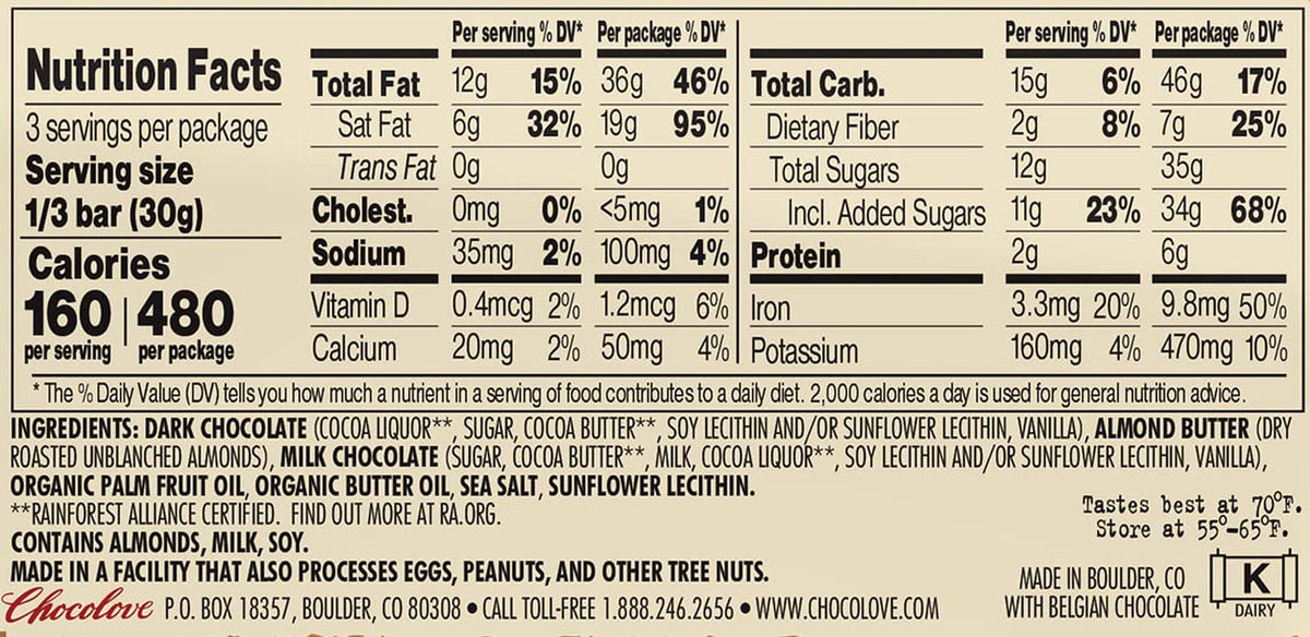 , Chocolate Bar Dark Almond Butter, 3.2 Oz