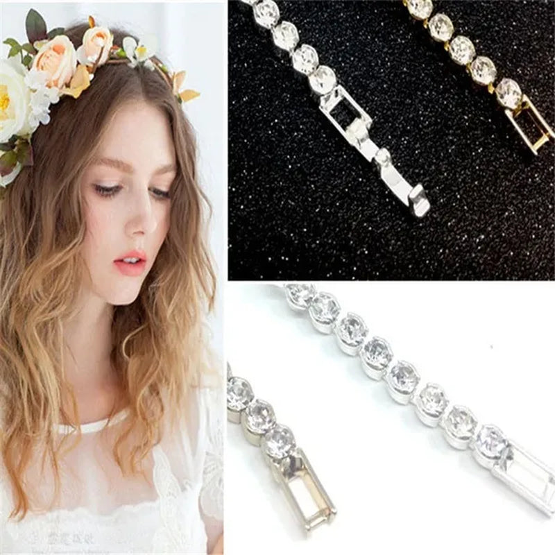 Trendy Romantic Lady Gold Plated Crystal Zircon Beaded Chain Bracelet Women Charm Gorgeous Exquisite Bracelets Valentine's Gift Party Wedding Jewelry