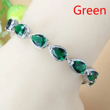 Silver 925 Selling Water Drop Green Zircon Bracelet Health Fashion Jewelry For Women