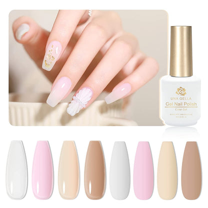 Milky White Gel Nail Polish 15ml Nude Gel Polish Clear Jade White Translucent Soak Off U V Sheer Neutral Gel Nail French Manicure for Nail Art Gel 0.5Oz