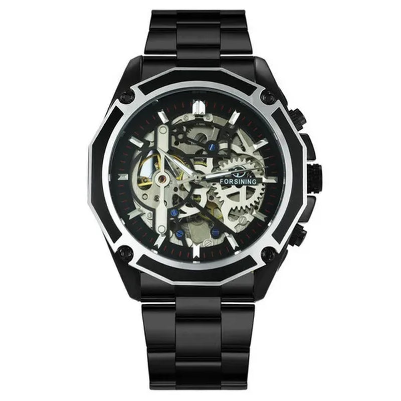 Top Forsining Mechanical Watches Automatic Men's Skeleton Waterproof Stainless Steel Watch Relogio Masculino