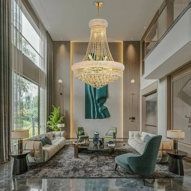14-Lights Crystal Chandelier Modern French Empire Pendant Lamp Ceiling Hanging Lighting Fixture