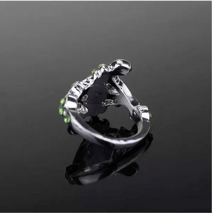 New Hogwarts Slytherin Ring Classic Magic School Charm Green Crystal Tsavorite Wedding Rings 925 Sterling Silver Engagement Rings