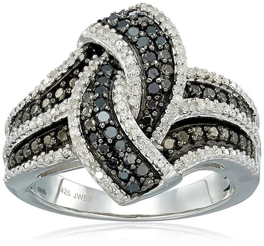 Exquisite Women's  Ring Black & White Sapphire Jewelry Birthday Proposal Gift Bridal Engagement Party Band Rings Size 5 - 11