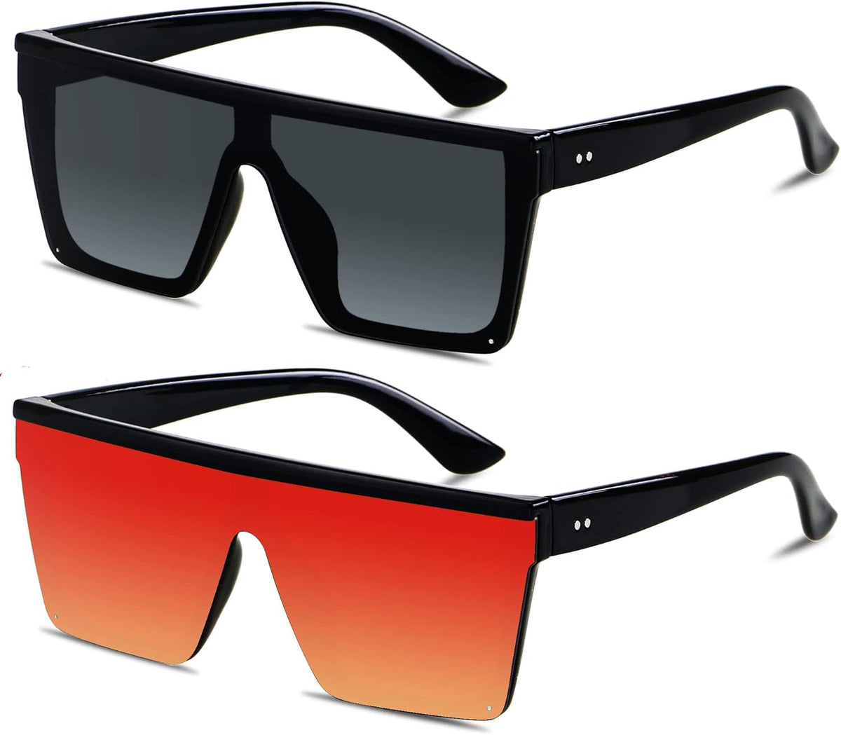 Square Oversized Sunglasses for Women Men Big Flat Top Fashion Shield Large UV Protection Rimless Shades