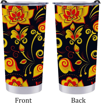 20 Oz Insulated Tumbler with Lid, Retro Russian Christmas Stainless Steel Travel Coffee Mug Double Wall Cup for Men Women