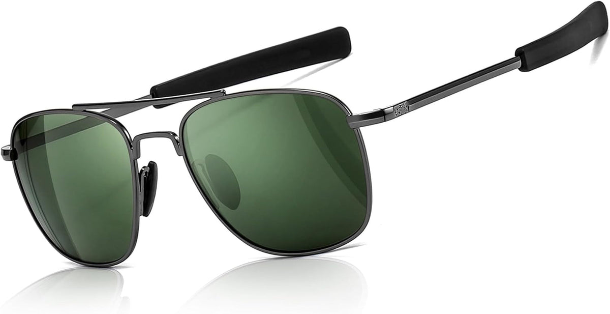 Men's Military Style Polarized Pilot Aviator Sunglasses Bayonet Temples