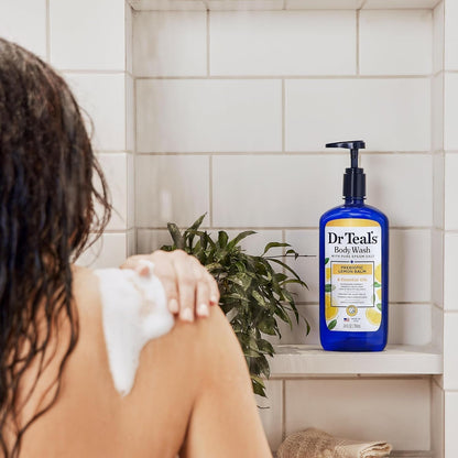 Body Wash with Pure Epsom Salt, with Prebiotic Lemon Balm & Sage, 24 Fl Oz (Pack of 4)