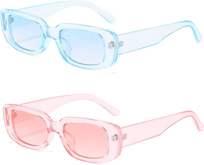 Rectangle Sunglasses for Women Retro Driving Glasses 90’s Vintage Fashion Narrow Square Frame UV400 Protection