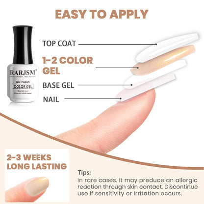 Nude Gel Nail Polish Apricot Gold Glitter Shimmer Neutral Sheer Nude Gel Polish Soak off LED UV Curing Requires Beige Pigment Jelly French Manicure Nail Gel Polish 15Ml 1 Piece for Home Salon