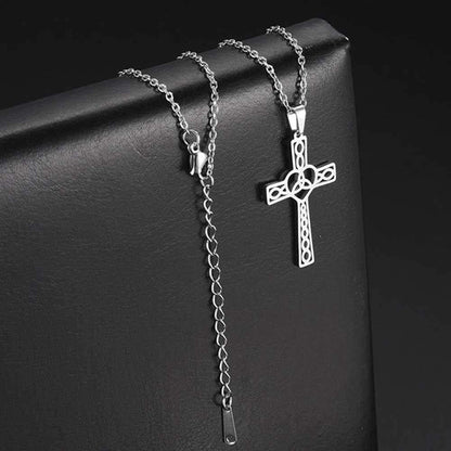 Stainless Steel Celtic Infinity Knot Christian Cross Religious Pendant Necklace
