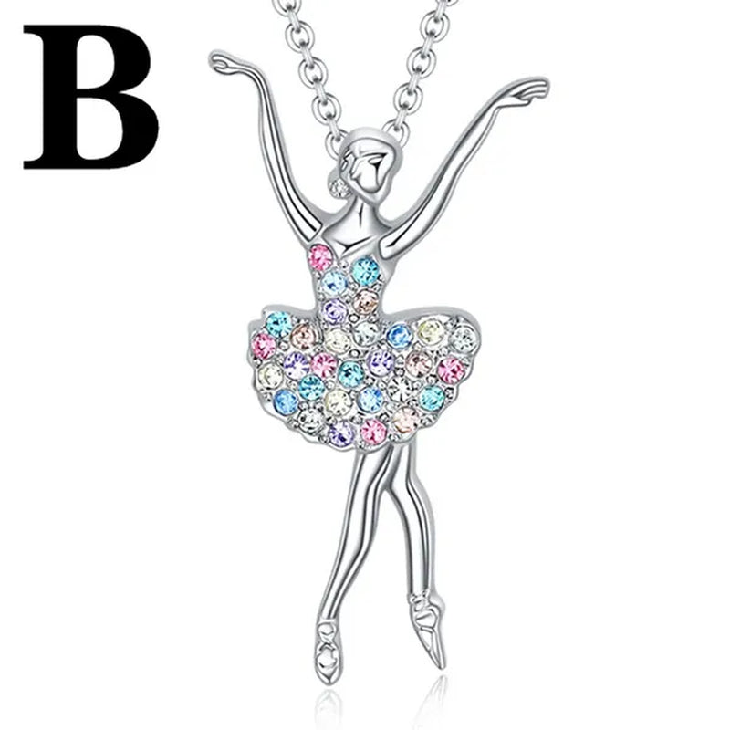 Elegant Fashion Creative Girl Necklace Ballet Sister Necklace Gift Suitable for Female Personality Creative Rainbow Dancer Dance Friendship Pendant Necklace Jewelry Suitable for Sister Friend Birthday Party Jewelry Anniversary Gift