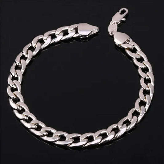 Men Cuban Link Bracelet 18K Stamp Platinum/Rose Gold/Yellow Gold Plated Curb Chain Bracelets