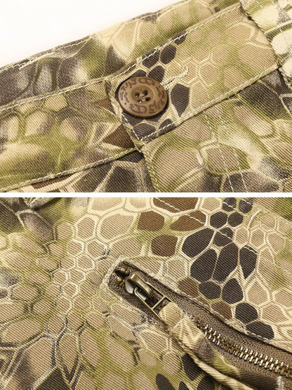 Men'S Cotton Casual Cargo Work Pants Baggy Camo Tactical Combat Trousers with 8 Pockets (No Belt)